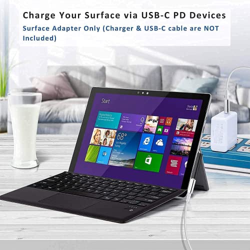 SUPERNIGHT Surface Connect to USB C Charging Adapter 15V 3A, Compatible for Microsoft Surface Pro X/7/6/5/4, Surface Laptop3/2/1, Surface Go/Book[1 PC Only]