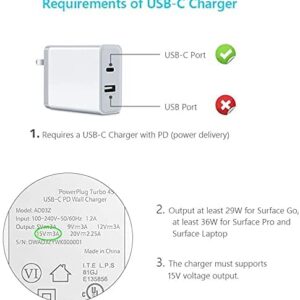 SUPERNIGHT Surface Connect to USB C Charging Adapter 15V 3A, Compatible for Microsoft Surface Pro X/7/6/5/4, Surface Laptop3/2/1, Surface Go/Book[1 PC Only]