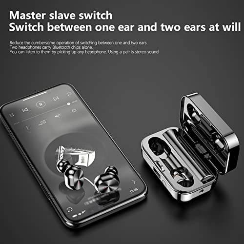 Usblom Wireless Bluetooth Headphones Binaural in-Ear Waterproof Noise Cancelling Headphones Digital Battery Display Mini Private Mode, Sports Mode Fingerprint Sensing, Black