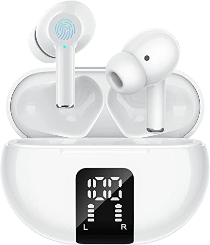 Wireless Earbuds Bluetooth Earbuds 60H Playtime LED Power Display Charging Case Bluetooth 5.3 Headphone with Noise Cancellation Mic, Stereo Sound, IPX5 Ear Buds for iPhone/Samsung/Android/iOS