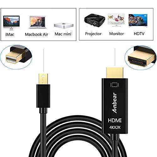 Mini DisplayPort to HDMI Cable 4k,Anbear Thunderbolt to HDMI Cable 6 Feet Up to 4K@30HZ