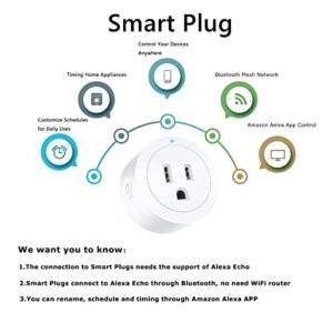 Alexa Smart Plug, Smart Outlet Bluetooth Mesh, Simple Set Up, Alexa App Remote Control, ETL & FCC Certified, 4 Pack