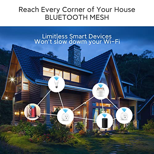 Alexa Smart Plug, Smart Outlet Bluetooth Mesh, Simple Set Up, Alexa App Remote Control, ETL & FCC Certified, 4 Pack