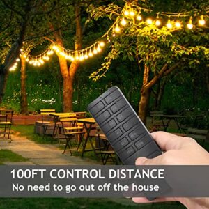 Outdoor Dimmer for String Lights, Remote Control Light Dimmer Plug in, Light Timer Outdoor Waterproof, Wireless 100FT Range with 2 Grounded Outlets for Dimmable LED/Tungsten Bulb/Patio Lights