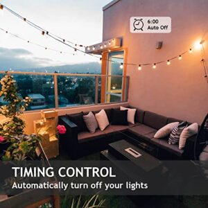 Outdoor Dimmer for String Lights, Remote Control Light Dimmer Plug in, Light Timer Outdoor Waterproof, Wireless 100FT Range with 2 Grounded Outlets for Dimmable LED/Tungsten Bulb/Patio Lights