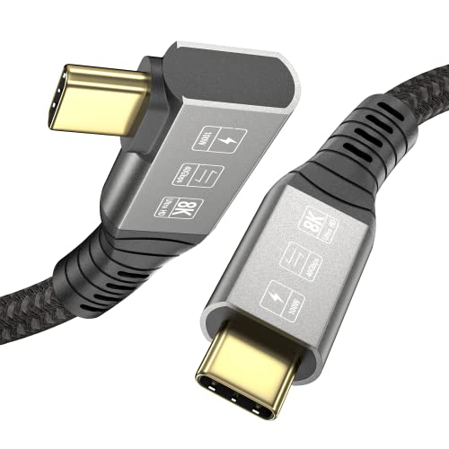 YIWENTEC USB4 8K Cable Thunderbolt 4 Compatible USB 4 Type-c Cable Ultra HD 8K@60Hz 100W Charging 40Gbps Data Transfer Compatible with External SSD eGPU USB-C Docking (Male Male Angle 1.2m)