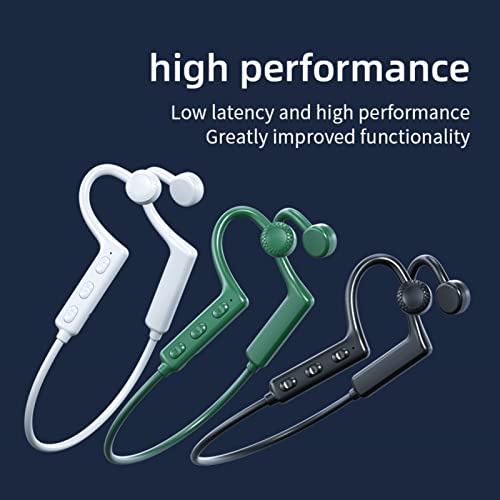 areclern Bone Conduction Earphone Headset IPX5 Wateproof Sport Earbuds Wireless Headphone Non-Slip for Driving Gaming Green