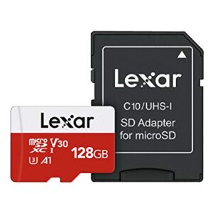 Lexar 128GB Micro SD Card, microSDXC UHS-I Flash Memory Card with Adapter - Up to 100MB/s, A1, U3, Class10, V30, High Speed TF Card