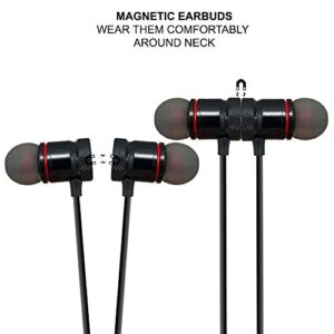 2 Acuvar Wireless Magnetic Rechargeable Ear Buds, in line mic, Volume, Play/Pause Controls (Black)