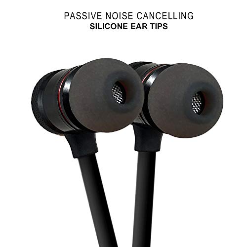 2 Acuvar Wireless Magnetic Rechargeable Ear Buds, in line mic, Volume, Play/Pause Controls (Black)