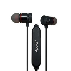 2 Acuvar Wireless Magnetic Rechargeable Ear Buds, in line mic, Volume, Play/Pause Controls (Black)