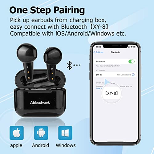 Ableadvank True Wireless Earbuds Bluetooth Headphones, Noise Cancelling Earbuds, in-Ear Detection, Touch Control, Stereo Earphones, Comfortable, Bluetooth Earbuds for Sport (Black)