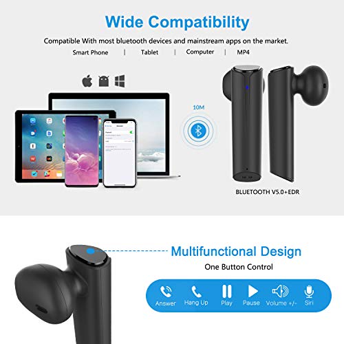 Cshidworld Wireless Earbuds Bluetooth 5.0 Headphones, True Wireless Stereo Earphones with 35Hrs Playback, Hi-fi Sound Bluetooth Headset with Charging Case, One-Step Pairing