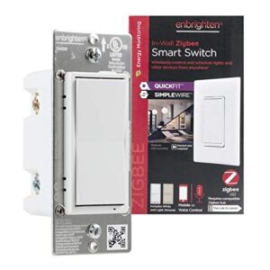 enbrighten zigbee smart light switch with quickfit and simplewire, pairs directly with echo 4th gen/echo show 10 (all)/echo studio/echo plus (all)/eero pro 6, white & light almond, 43078