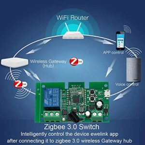 MHCOZY 1 Channel 5V 12V ZigBee Smart Relay Switch,Adjustable Selflock and Momentary Working Mode,Works with Tuya eWelink Zigbee Gateway