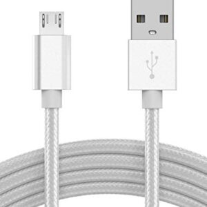 TALK WORKS Micro USB Cable 3 Pack 6ft Long Android Phone Charger Braided Heavy Duty Fast Charging Cord for Samsung Galaxy S6 / S7, Tablet, Bluetooth Speaker, Wireless Earbuds Headphones - Silver