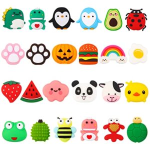 xuhal 24 pcs cartoon animal cable protector cute charging cable saver plastic fruit food animal charger cord protector phone cord bites phone cord protector for cellphone usb cable tablet data lines