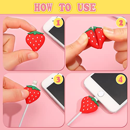 Xuhal 24 Pcs Cartoon Animal Cable Protector Cute Charging Cable Saver Plastic Fruit Food Animal Charger Cord Protector Phone Cord Bites Phone Cord Protector for Cellphone USB Cable Tablet Data Lines