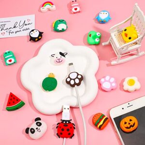 Xuhal 24 Pcs Cartoon Animal Cable Protector Cute Charging Cable Saver Plastic Fruit Food Animal Charger Cord Protector Phone Cord Bites Phone Cord Protector for Cellphone USB Cable Tablet Data Lines
