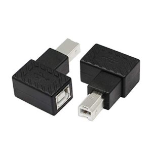 YACSEJAO USB 2.0 Type-B Printer Adapter, 2Pack 90 Degrees USB 2.0 B Male to Type-B Female Printer Adapter， for Printer, Scanner, Mobile HDD and More（Left Angle+Right Angle）