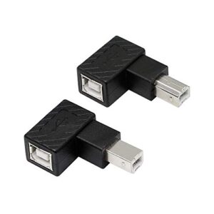 yacsejao usb 2.0 type-b printer adapter, 2pack 90 degrees usb 2.0 b male to type-b female printer adapter， for printer, scanner, mobile hdd and more（left angle+right angle）