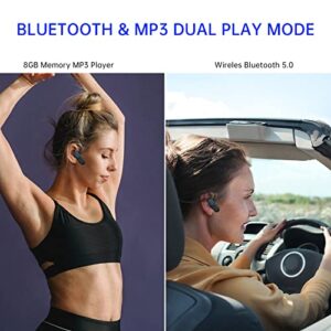 Open Ear Headphones, Bluetooth Headphones with Mp3 Player Included 8 GB Memory, Earbuds with Bluetooth Wireless Headphones, Cordless Sports Earbuds Sweatproof for Working Running Driving