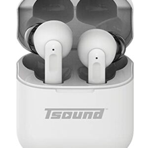 T-Sound Wireless Elite Noise Cancelling Earbuds, 5.5H Listening Time, Bluetooth 5.0 Touch Control Headset, White (TS02311)