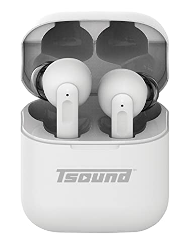 T-Sound Wireless Elite Noise Cancelling Earbuds, 5.5H Listening Time, Bluetooth 5.0 Touch Control Headset, White (TS02311)