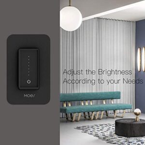 MOES WiFi Smart Light Dimmer Switch, Neutral Wire Required, No Hub Required, Smart Life/Tuya APP Remote Control, Compatible with Alexa Google Home for Voice Control, ETL & FCC Listed Single-Pole Black