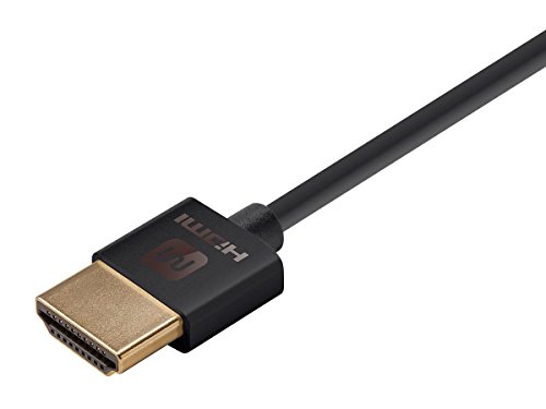 Monoprice HDMI High Speed Cable - 6 Feet - Black, 4K@60Hz, HDR, 18Gbps, 36AWG, YUV 4: - Ultra Slim Series