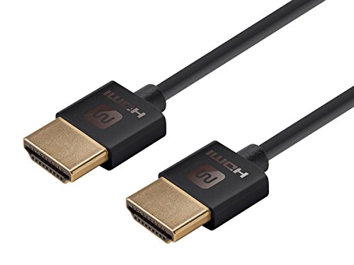 Monoprice HDMI High Speed Cable - 6 Feet - Black, 4K@60Hz, HDR, 18Gbps, 36AWG, YUV 4: - Ultra Slim Series