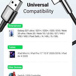 UGREEN USB C Cable Right Angle USB A to USB C Cable Braided Cord Compatible with iPad Pro, Air, Pixel, Galaxy S10 S10+ A13, Honor Note 20, LG V60/50, etc.3.3FT