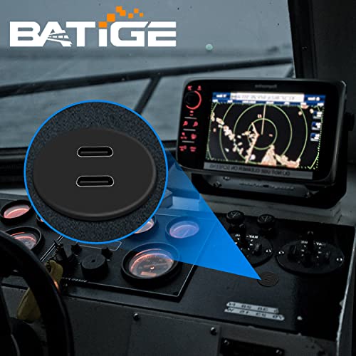 BATIGE Dual Port USB 3.0 Male to 2 Ports Type C 3.0 Female Car Flush Mount Cable USB C 3.0 Panel Mount Extension Cable for Car Truck Boat Motorcycle - 3ft