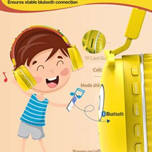 SVYHUOK Kids Bluetooth Headphones Over Ear with Mic for School, JellieMonster Wireless Headsets Bluetooth 5.0 for Boys Girls Teens, with HD Stereo Sound, for iPad, Cellphone, Tablet, PC (Yellow)