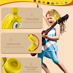 SVYHUOK Kids Bluetooth Headphones Over Ear with Mic for School, JellieMonster Wireless Headsets Bluetooth 5.0 for Boys Girls Teens, with HD Stereo Sound, for iPad, Cellphone, Tablet, PC (Yellow)