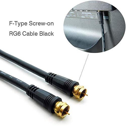 iMBPrice - (2-Pack) RG6 Coaxial Patch Cable (6 Feet) with F-Type Screw-on Connectors in Black