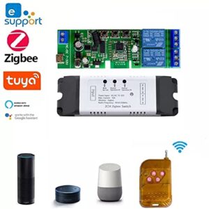 MHCOZY 2 Channel 5V 12V ZigBee Smart Relay Switch,Adjustable Self Lock and Momentary Interlock Working Mode,Works with Tuya eWelink Zigbee Gateway, Alexa, Google Home (ZigBee Hub Required)