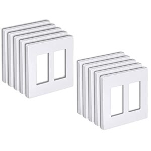 [10 pack] bestten 2-gang screwless wall plate, uswp6 snow white series, decorator outlet cover, h4.69” x w4.73”, for light switch, dimmer, gfci, usb receptacle