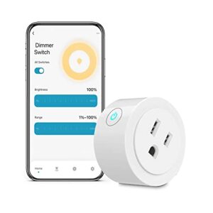 moes smart dimmer plug, plug in lamp dimmer outlet for dimmable led, cfl, halogen and incandescent bulbs, brightness adjust socket, tuya smart life app control, work with alexa and google, 2.4ghz wifi