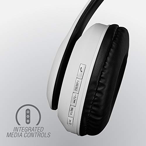 Volkano Impulse Series True Wireless Stereo Headphones - Bluetooth Connected Wireless Headphones with Multi-functional Buttons - Folding Bluetooth Headphones with Microphone, Wireless Headphones White