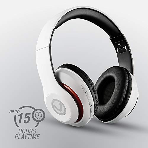 Volkano Impulse Series True Wireless Stereo Headphones - Bluetooth Connected Wireless Headphones with Multi-functional Buttons - Folding Bluetooth Headphones with Microphone, Wireless Headphones White