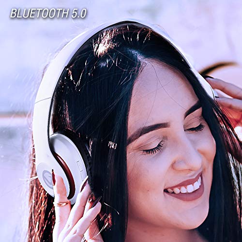 Volkano Impulse Series True Wireless Stereo Headphones - Bluetooth Connected Wireless Headphones with Multi-functional Buttons - Folding Bluetooth Headphones with Microphone, Wireless Headphones White