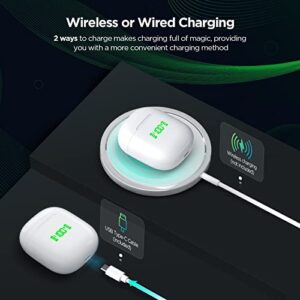 HINYCOM Wireless Earbuds, Bluetooth Headphones with Wireless Charging Case and LED Power Display Stereo Earphones with USB C, Smart Touch Control 40H Play Time Wireless Earphones for Sports and Work