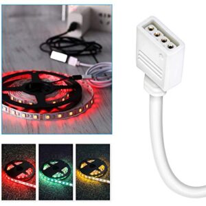 RGBZONE 2 Pack 5M 16.4ft Extension Cable Connect Female Plug to SMD 5050 RGB LED Strip Light with Free 4pcs 4pin Connecto