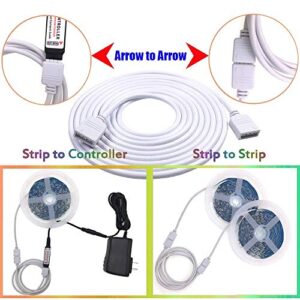 RGBZONE 2 Pack 5M 16.4ft Extension Cable Connect Female Plug to SMD 5050 RGB LED Strip Light with Free 4pcs 4pin Connecto