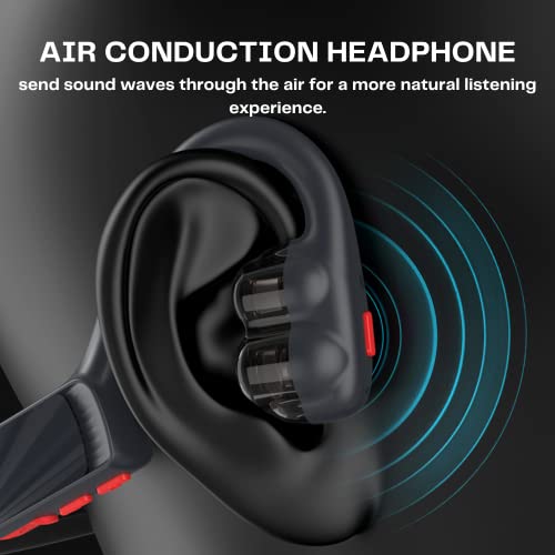 Bone Conduction Headphones Bluetooth, 4-Speakers Open Air Conduction Wireless Headsets,IPX6 Conducting Earphones with mic,8 Hours Playtime for Running, Cycling, Driving, Sports, Workout,and Gym Black