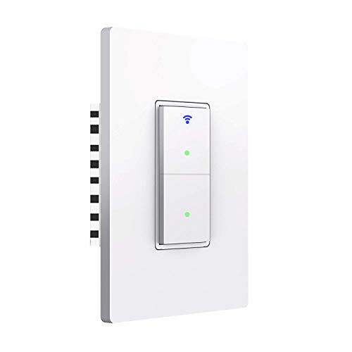 Smart Light Switch, WiFi Smart Double Switch Button, Compatible with Alexa and Google Home, Remote Control with Timing Funtion, No Hub Required,Smart Life APP Provides Control from Anywhere