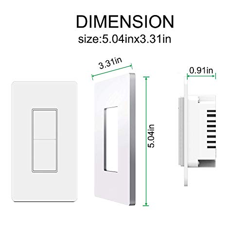 Smart Light Switch, WiFi Smart Double Switch Button, Compatible with Alexa and Google Home, Remote Control with Timing Funtion, No Hub Required,Smart Life APP Provides Control from Anywhere