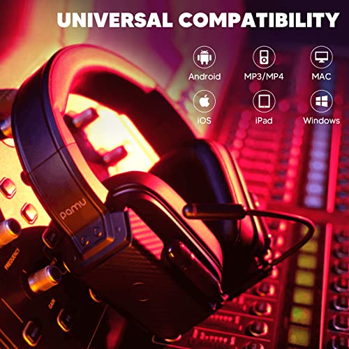 pamu Karaoke Bluetooth Headphones Over-Ear Wireless Headset with Built-in Mic, Sport Earphones with Adjustable Headband, Karaoke Function Auto Pairing Deep Bass,15Hrs Playtime,Touch Control