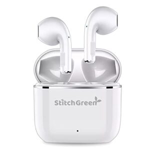 stitchgreen pro 4 bluetooth earbuds tws wireless sound noise cancelling, wireless earbuds with 5.1 built-in mic, touch sensor control, ipx-4 waterproof compatible with iphone/android